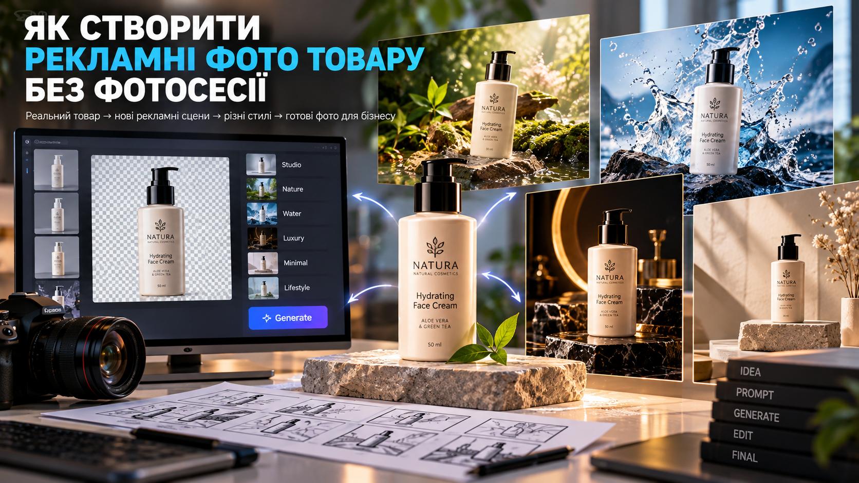 Створення рекламних AI-фото товару без традиційної фотосесії